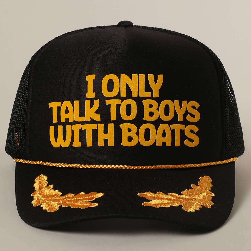 Fashion City - I Only Talk To Boys With Boats Text Mesh Back Cap: Pink / ONE SIZE