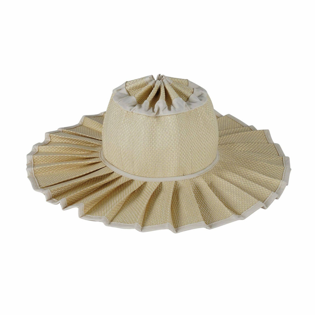 MKS America - Boho Checkered Straw Hat Foldable Beach Sun Hat: TGrass / M