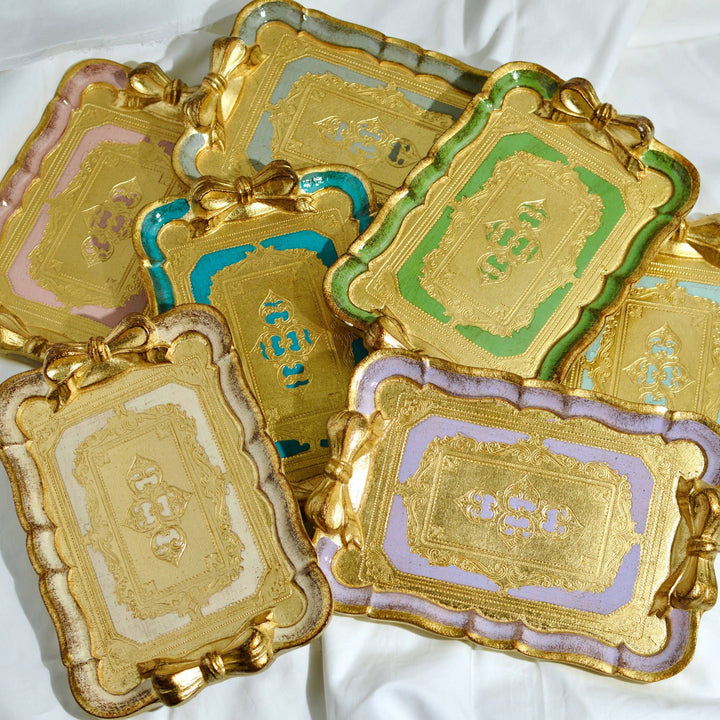 Via Graceffo - Florentine Carved Gilded Wood Mini Tray with Bow