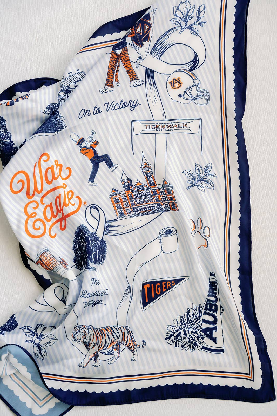 Gracefully Made Art - Auburn University Striped Silk Scarf