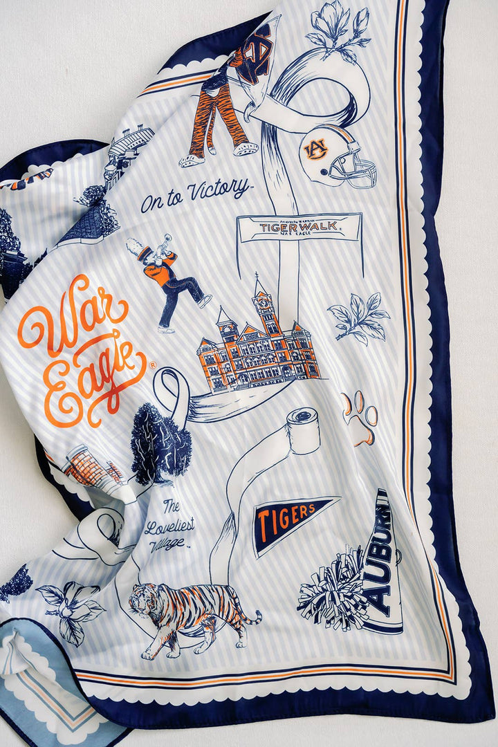 Gracefully Made Art - Auburn University Striped Silk Scarf