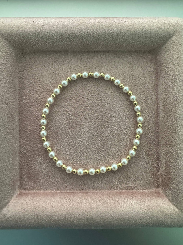 "MAY" Anti-Tarnish Stretchy Bead Bracelet: Gold Filled / Stretchy 6.5"