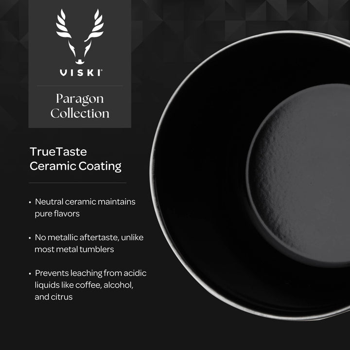 Viski - Paragon Ceramic Coated Rocks Tumbler w/ Lid - Satin Green