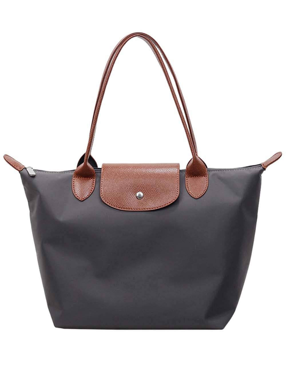Sweetkama - Ladies Color Block Nylon Shoulder Tote Bag: Navy / OS