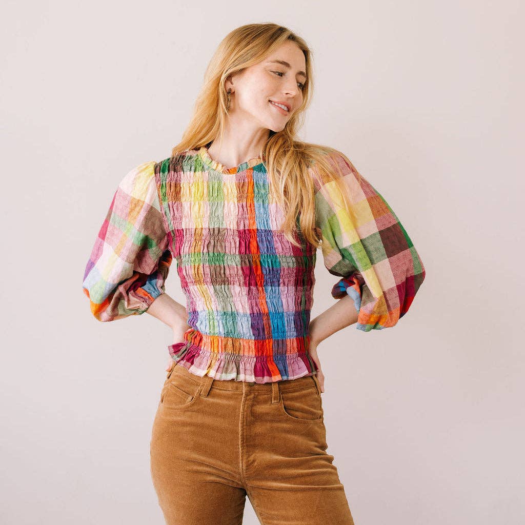 Sunshine Tienda - Harbor Plaid Hali Top: L