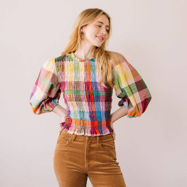 Sunshine Tienda - Harbor Plaid Hali Top: L