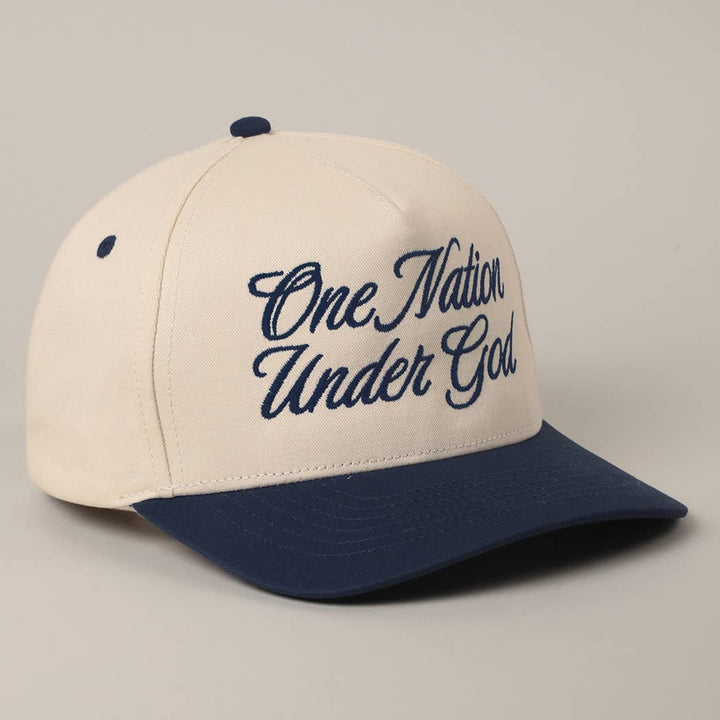 Fashion City - One Nation Under God Two-Tone Trucker Hat: NATURAL/ROYAL BLUE / ONE SIZE