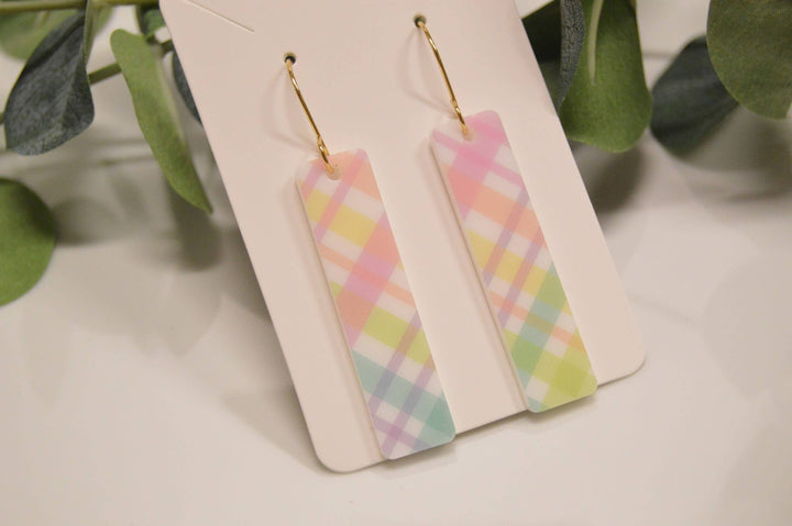 The Adorned Fox - Spring Plaid Bar Earrings, Earrings, Spring Earrings