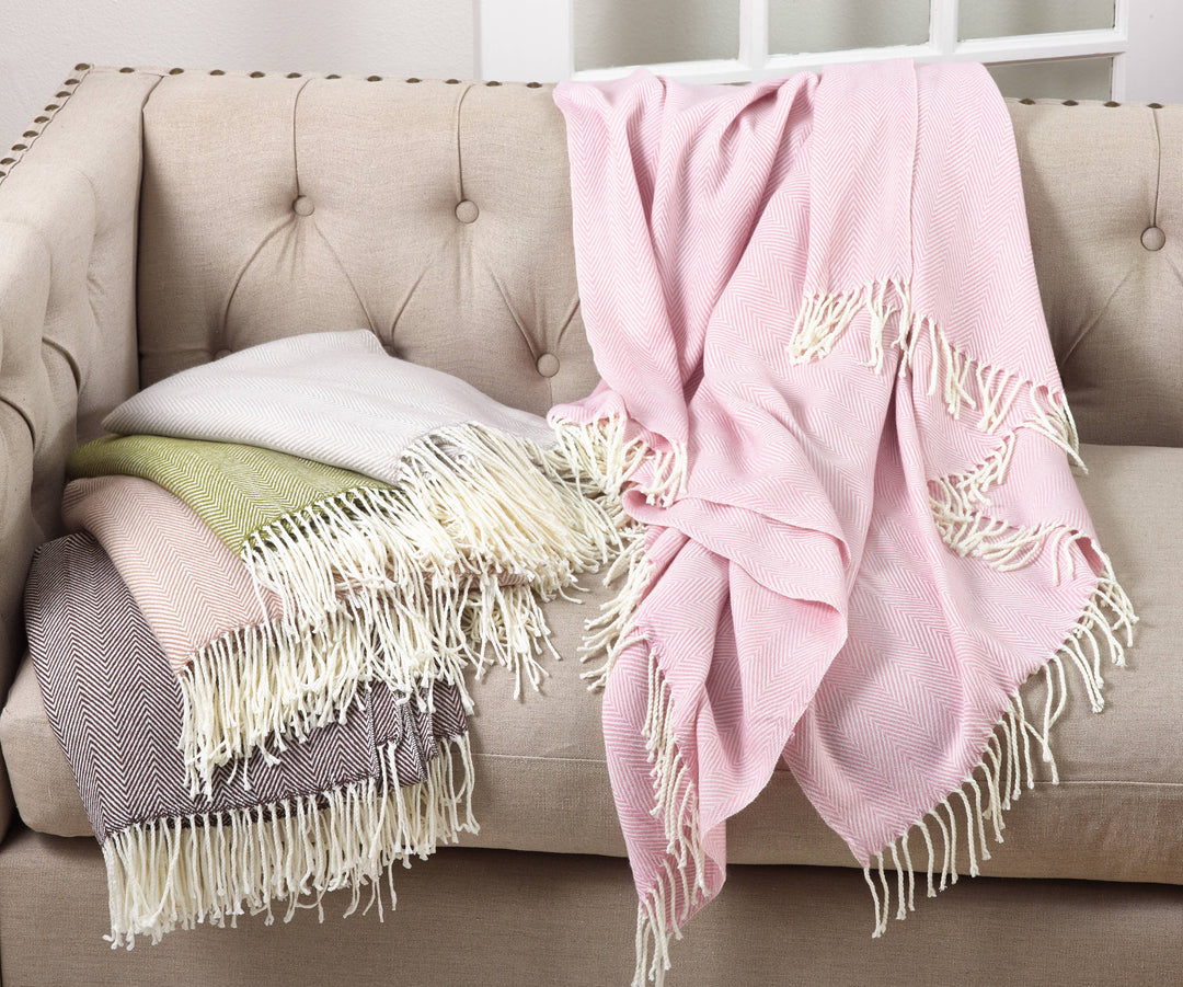 Saro Lifestyle - Herringbone Throw: Grey / 50"x60"