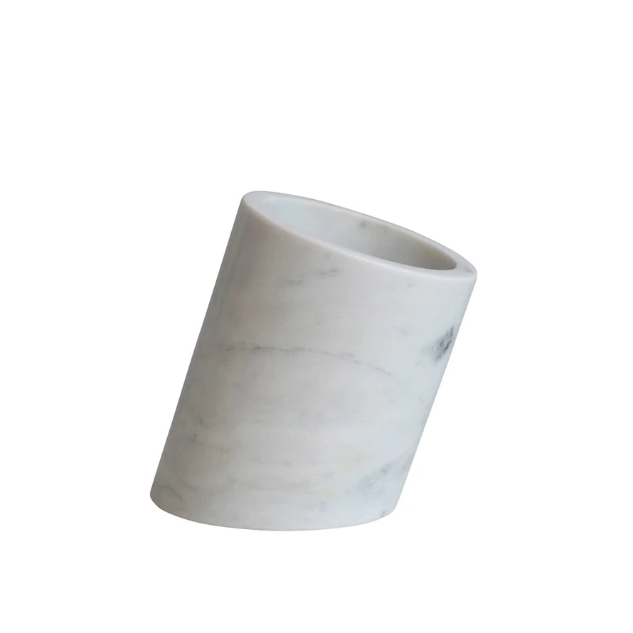 Marble Angled Bottle Holder, White
