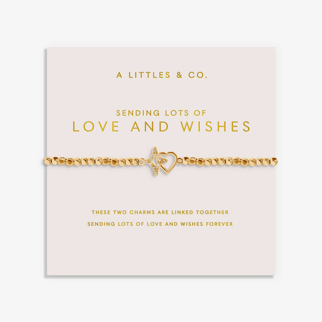 FOREVER YOURS | SENDING LOTS OF LOVE AND WISHES | Gold-Tone Plated Bracelet | 6 7/8" stretch