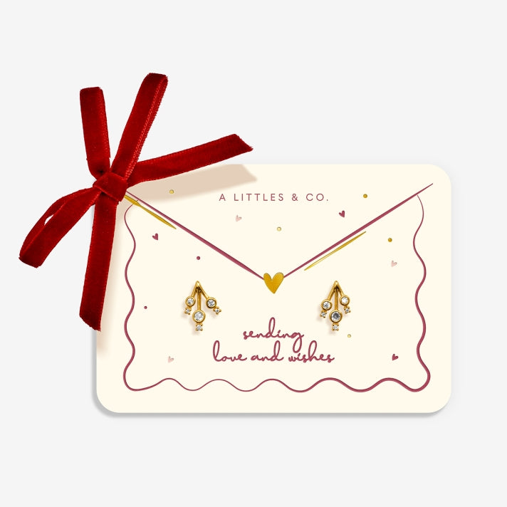 SENDING LOVE AND WISHES | CZ STUD | Gold- Tone Plated | Stud Earrings