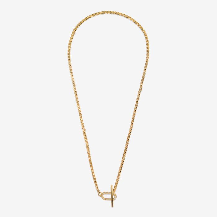 Evermore Oval T-Bar Necklace In Gold-Tone Plating