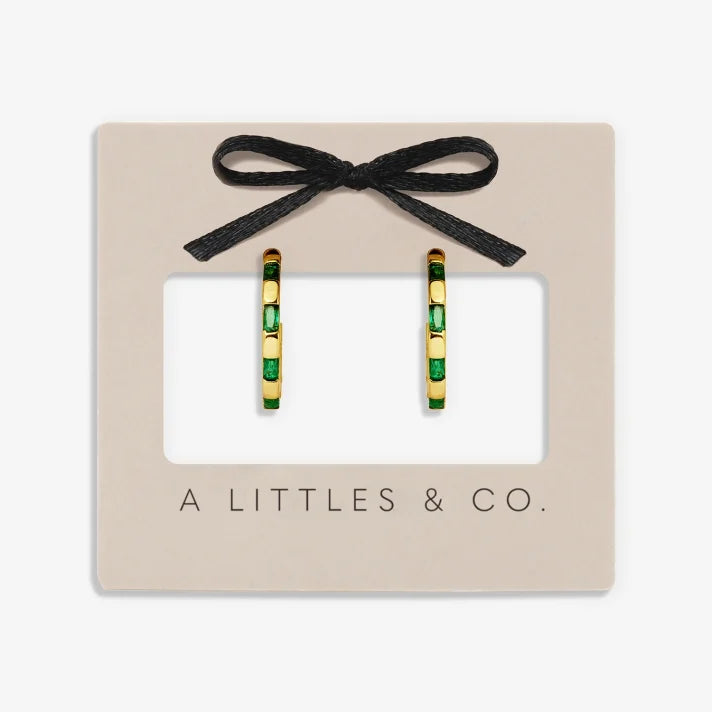 LOVED BY YOU | GREEN CZ Gold-Tone Plated | Hoop Earrings