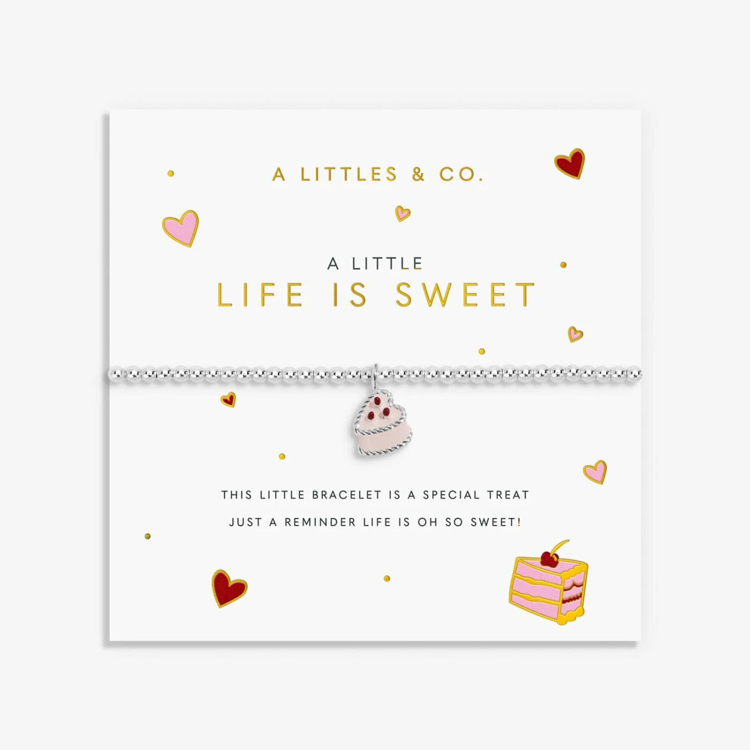 A LITTLE VIBES | LIFE IS SWEET Silver Plated Bracelet 67/8" stretch