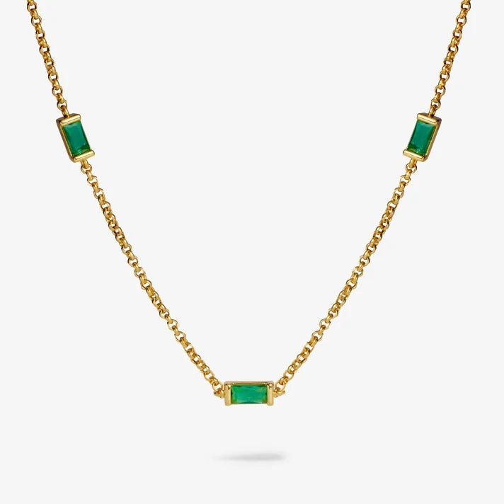 LOVED BY YOU | GREEN CZ Gold-Tone Plated | Necklace 18 1/8" + 1 15/16" extender