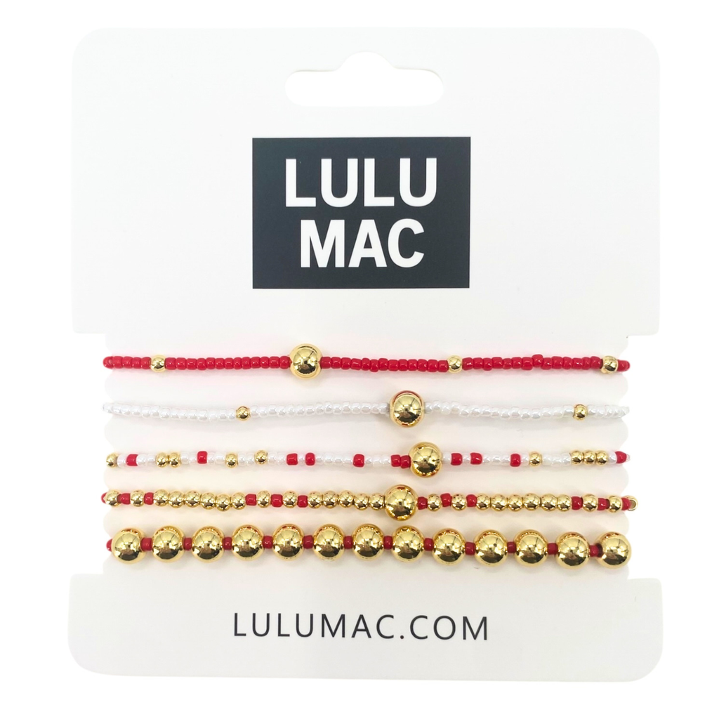 BR-TM-1001 Red and White Bracelet Stack