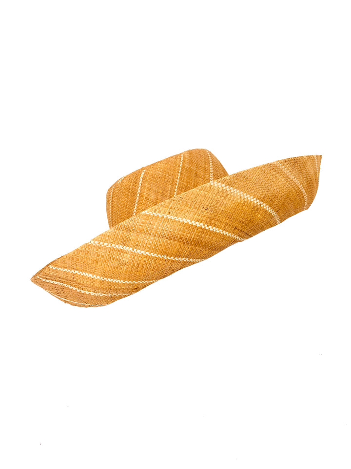 Shebobo - Sun Hats: Pinstripe Packable 5" & 7" Brim Raffia Straw: 5" Brim / Brights Multicolor Pinstripes