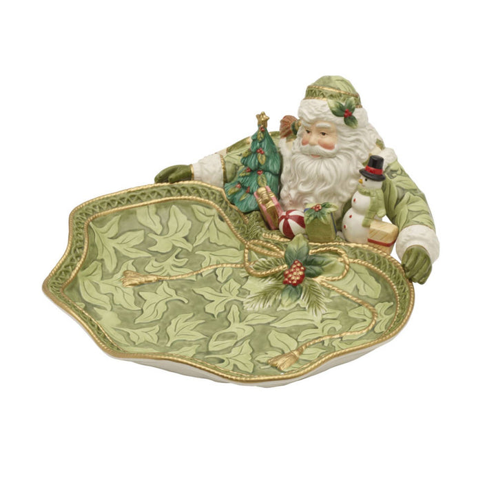 Fitz and Floyd® Mikasa® Pfaltzgraff® - Fitz & Floyd Holiday Hme Green Santa Server Gift Box Pkg: Green / Earthenware / Holiday