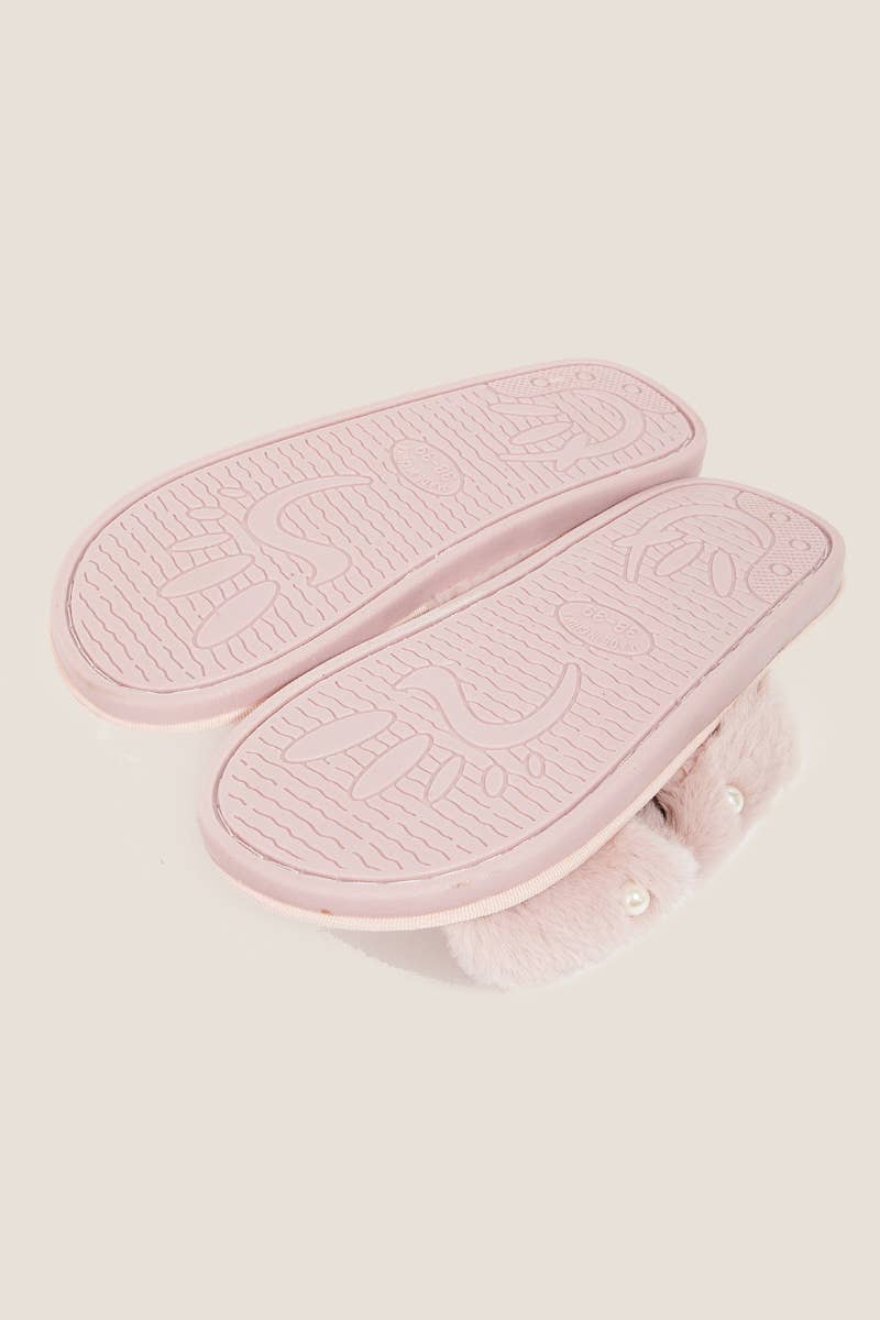 Anarchy Street - Fuzzy Pearl Faux Fur Slippers: PKM