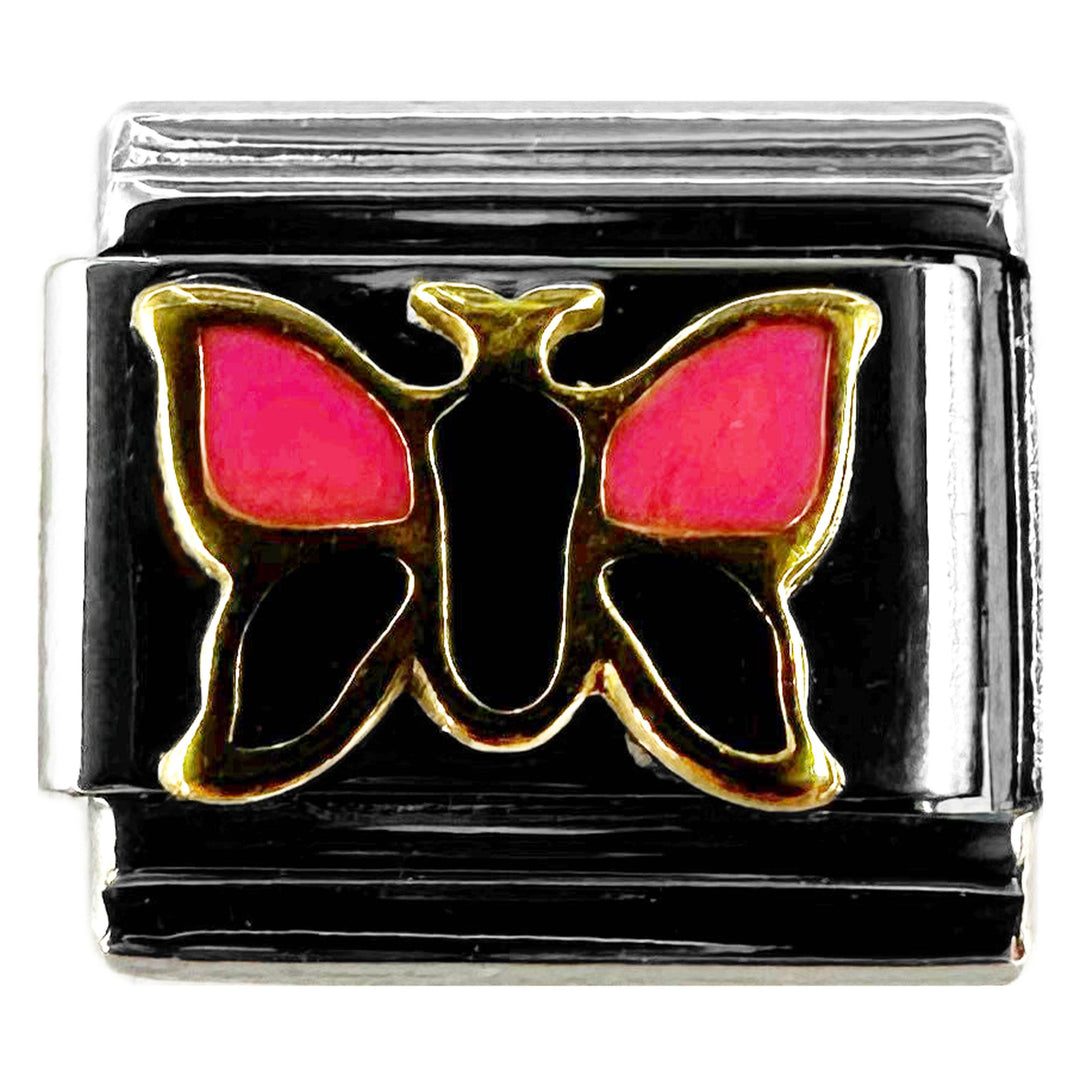 Natalia - Italian Bracelet Charm - Pink & Purple Butterfly 9mm Links