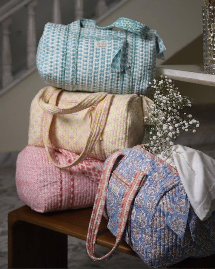 Blocks that Print - Pink Quilted Duffle Bag