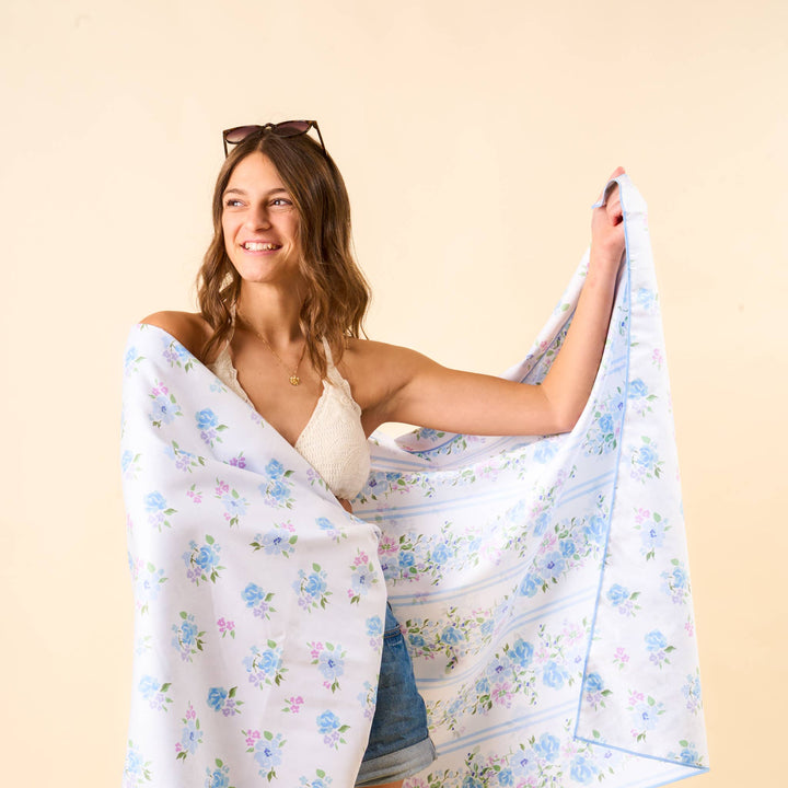 The Darling Effect - XL Quick-Dry Beach Towel-Petal Parade Blue