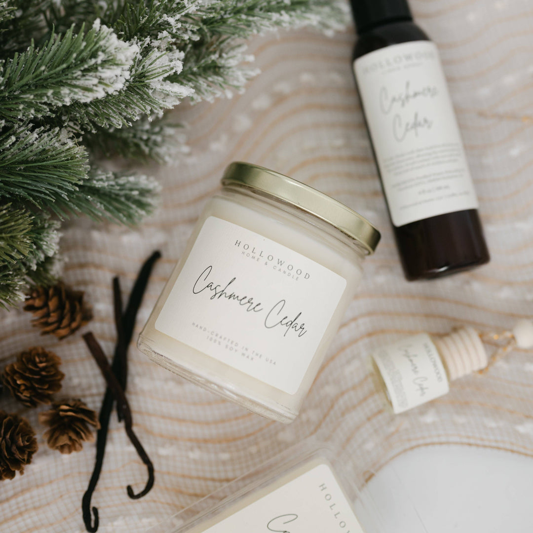HOLLOWOOD FRAGRANCE - CASHMERE CEDAR | HOLIDAY | CANDLES: 8 Oz