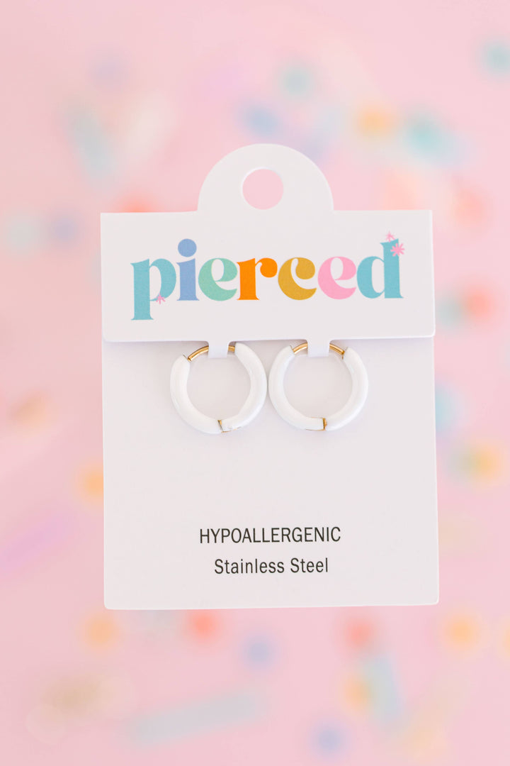 Pierced Co - Colored Huggies Earrings: Teal