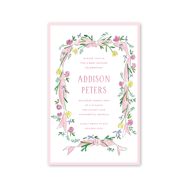 Dogwood Hill - Pink Ribbon Boxed Invitation: Imprintable Invitation Boxed Set of 10 Cards