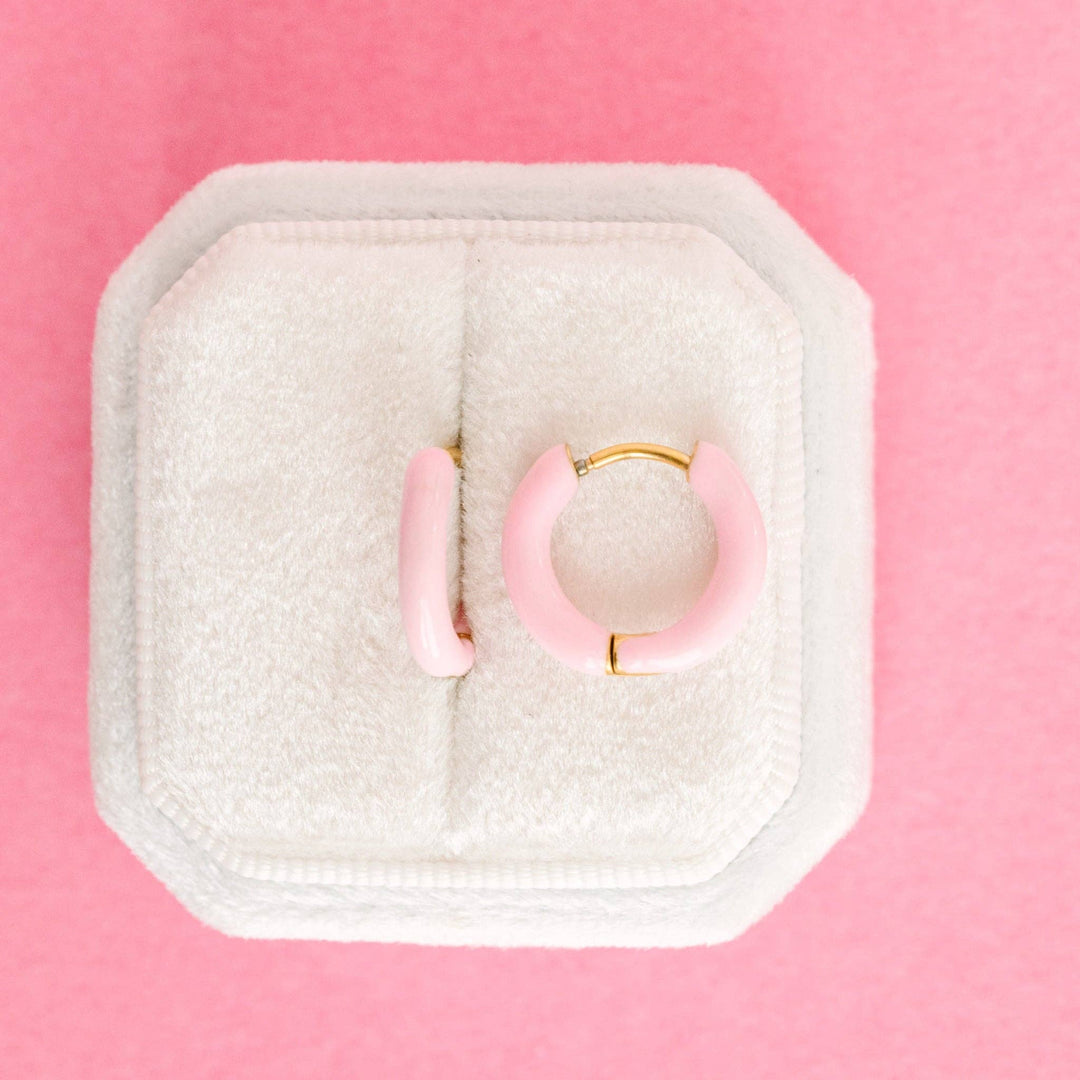 Pierced Co - Colored Huggies Earrings: Pink