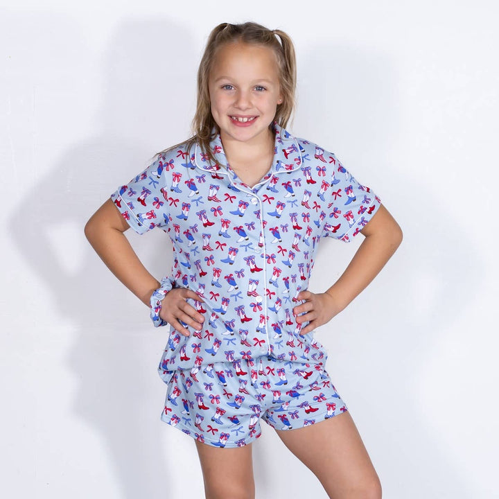 The Royal Standard - Girl's Boot n' Bows Sleep Shorts Set    Illusion/Red/White   Set of 3   -Asst.: Large (10-12)