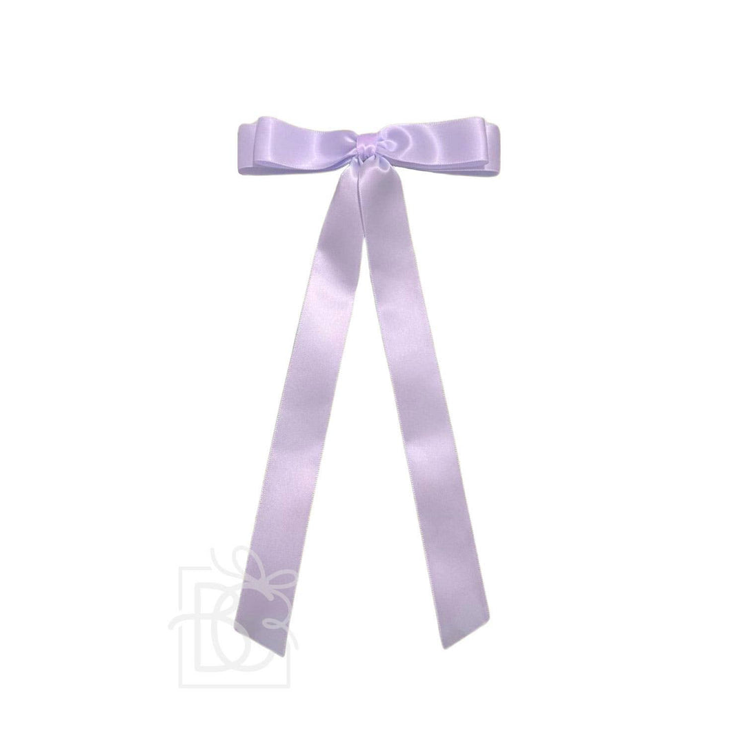 Beyond Creations, LLC - 7/8" SATIN LAYERED TAIL BOW ON ALLIGATOR CLIP: Powder Pink