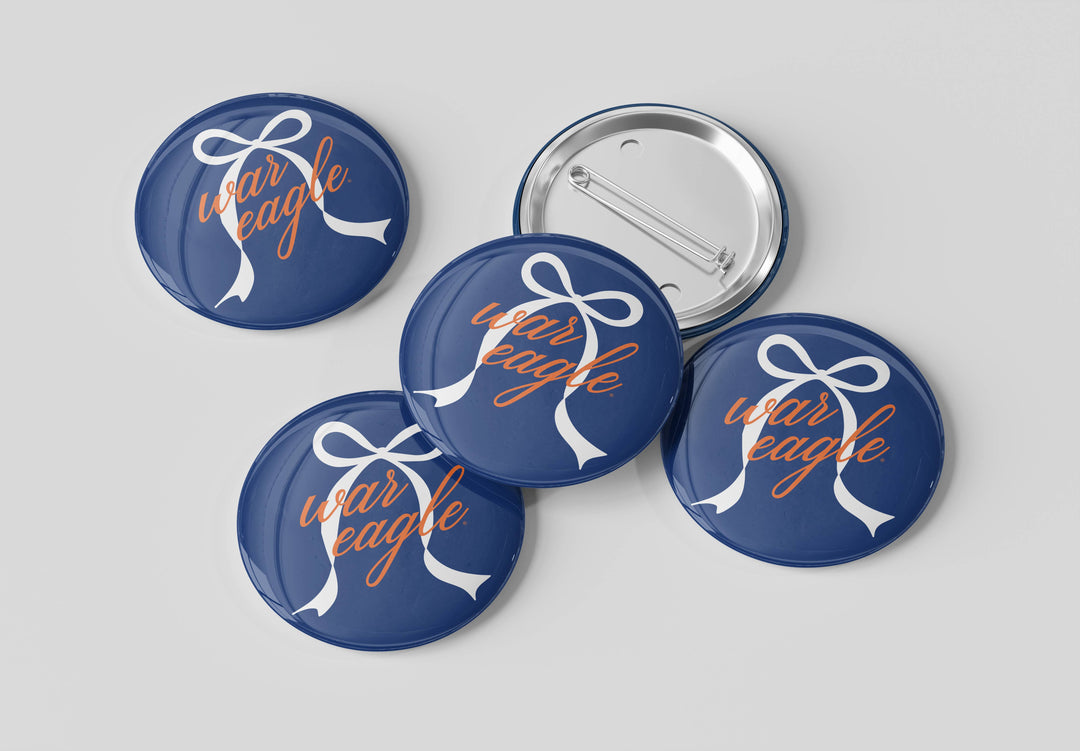 Cute As A Button - Auburn War Eagle Grandmillennial Button