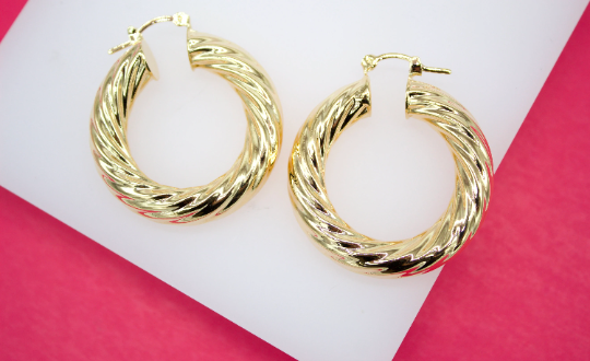 MIA Jewelry - 18K Gold Filled Thick Twisted Hoop Lever Back Earring (J110)