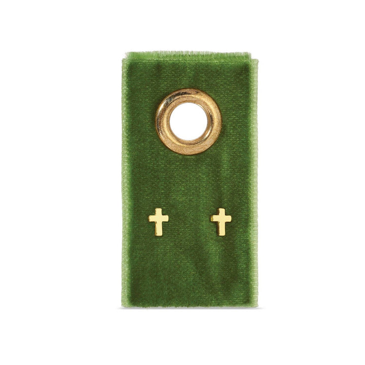 Splendid Iris - Small Cross Studs on Velvet Gift Tag: Gold