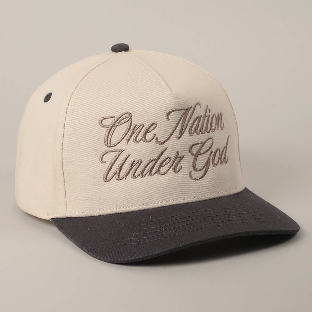 Fashion City - One Nation Under God Two-Tone Trucker Hat: NATURAL/ROYAL BLUE / ONE SIZE