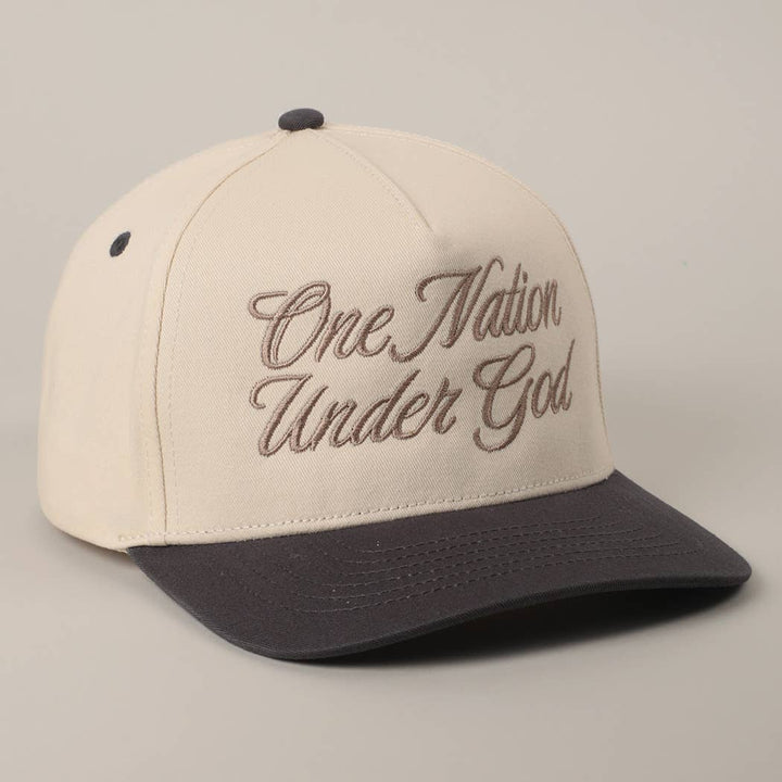 Fashion City - One Nation Under God Two-Tone Trucker Hat: NATURAL/ROYAL BLUE / ONE SIZE