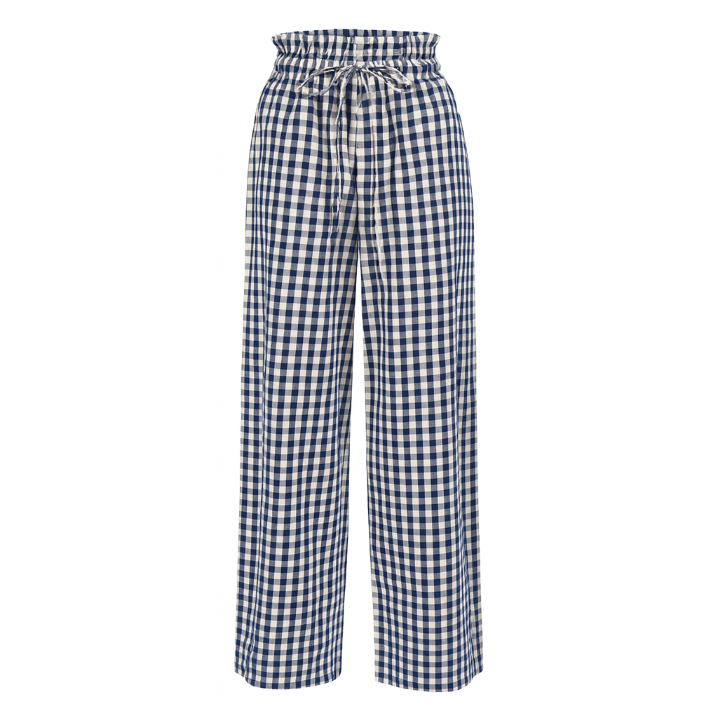 Sunshine Tienda - Navy Gingham Daphne Pant: S
