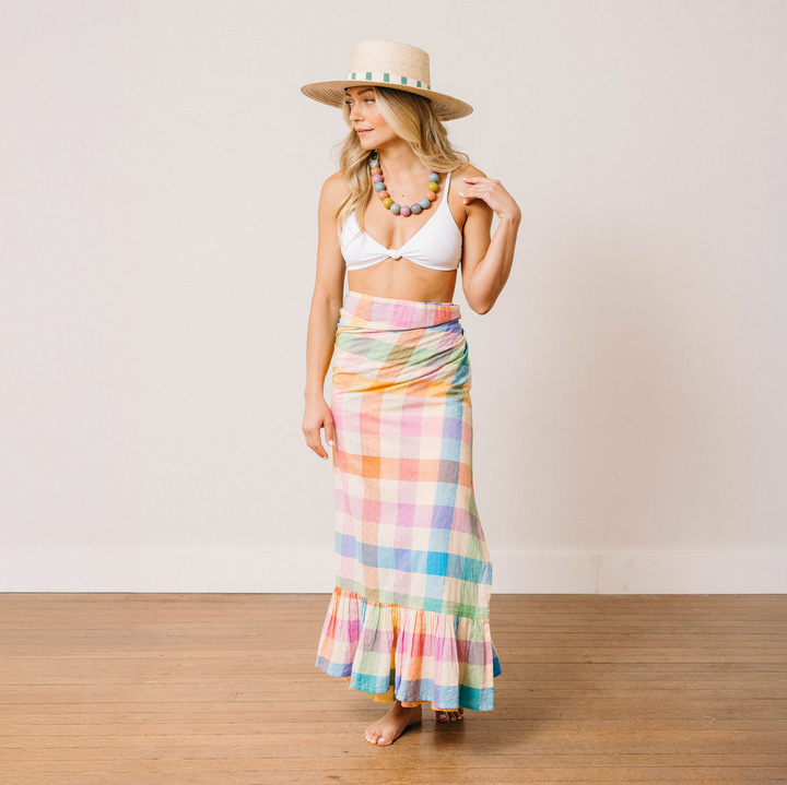 Sunshine Tienda - Rainbow Plaid Vienna Sarong: One Size