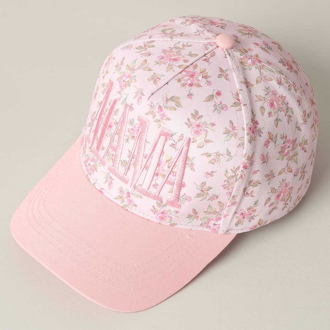 MAMA Embroidered Flower PatternTrucker Hat: PINK/PINK / ONE SIZE