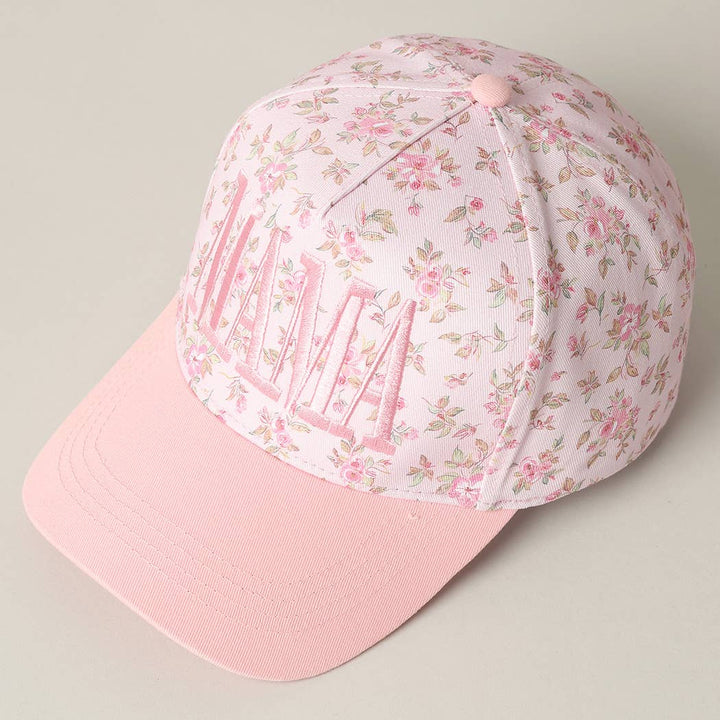 MAMA Embroidered Flower PatternTrucker Hat: PINK/PINK / ONE SIZE