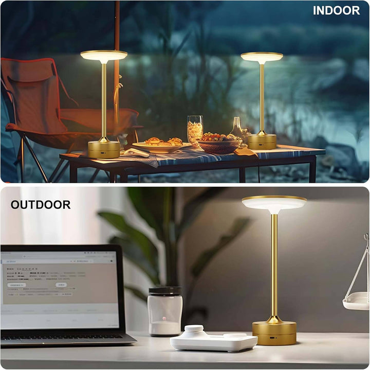 LAX Gadgets - LED Table Lamp – Touch Control, Dimmable, Rechargeable: Gold