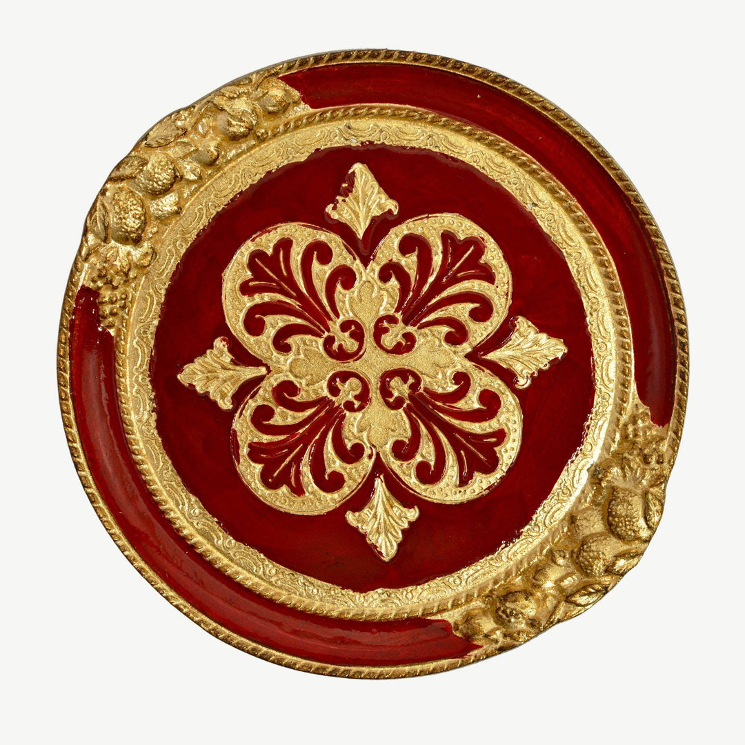 Florentine Carved Wood Small Circle Lemon Tray: Basil Green