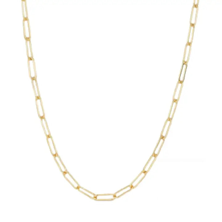 Deep South Originals, LLC - Carla Chain 18k Gold Plated Paper Clip Chain ~ Stainless: 16in. + 2in. ext.
