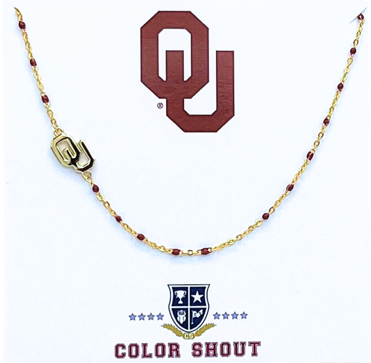 Color Shout - The College Logo Necklace: Side Set Logo on Enamel Bead Necklace: Georgia