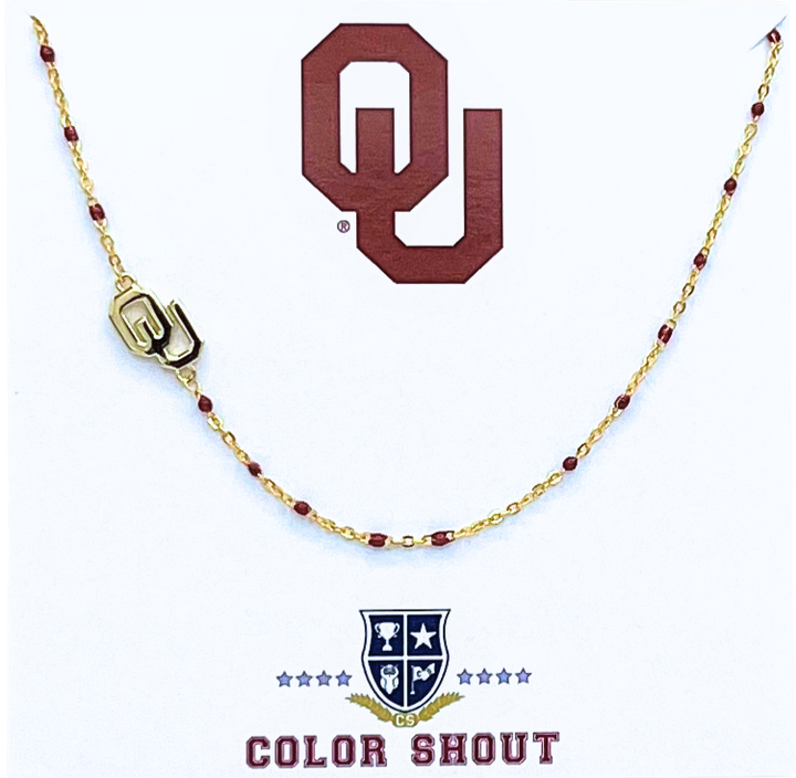 Color Shout - The College Logo Necklace: Side Set Logo on Enamel Bead Necklace: Auburn