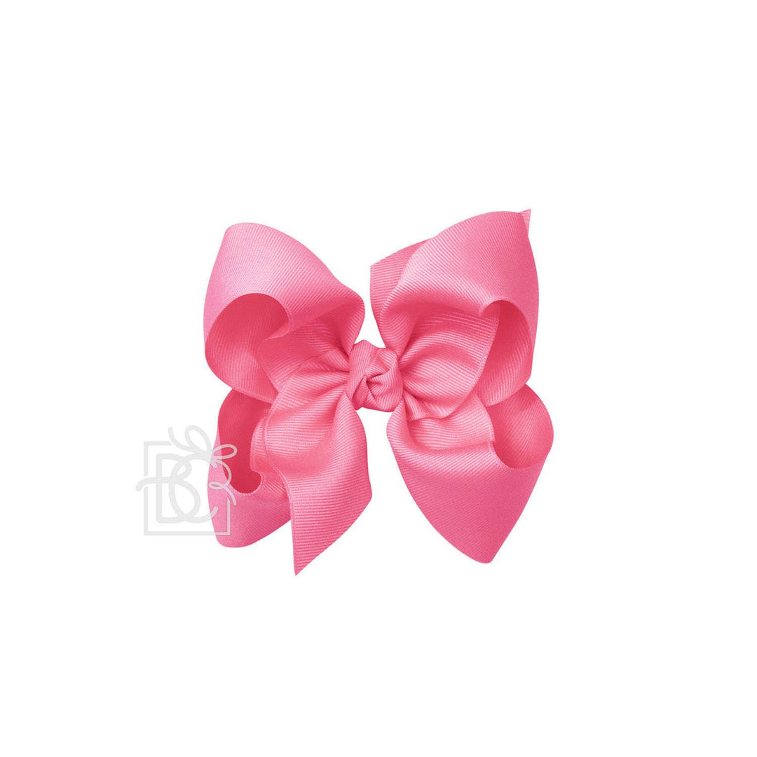 Beyond Creations, LLC - SIGNATURE GROSGRAIN BOW ON CLIP: 5.5" Huge - 2.25" Ribbon on Alligator Clip / HOT PINK