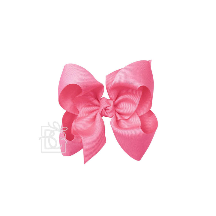 Beyond Creations, LLC - SIGNATURE GROSGRAIN BOW ON CLIP: 5.5" Huge - 2.25" Ribbon on Alligator Clip / HOT PINK