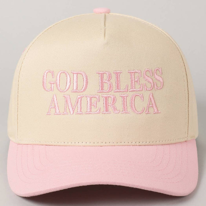 Fashion City - God Bless America Embroidered Two-Tone Canvas Cap: RED/NAVY / ONE SIZE